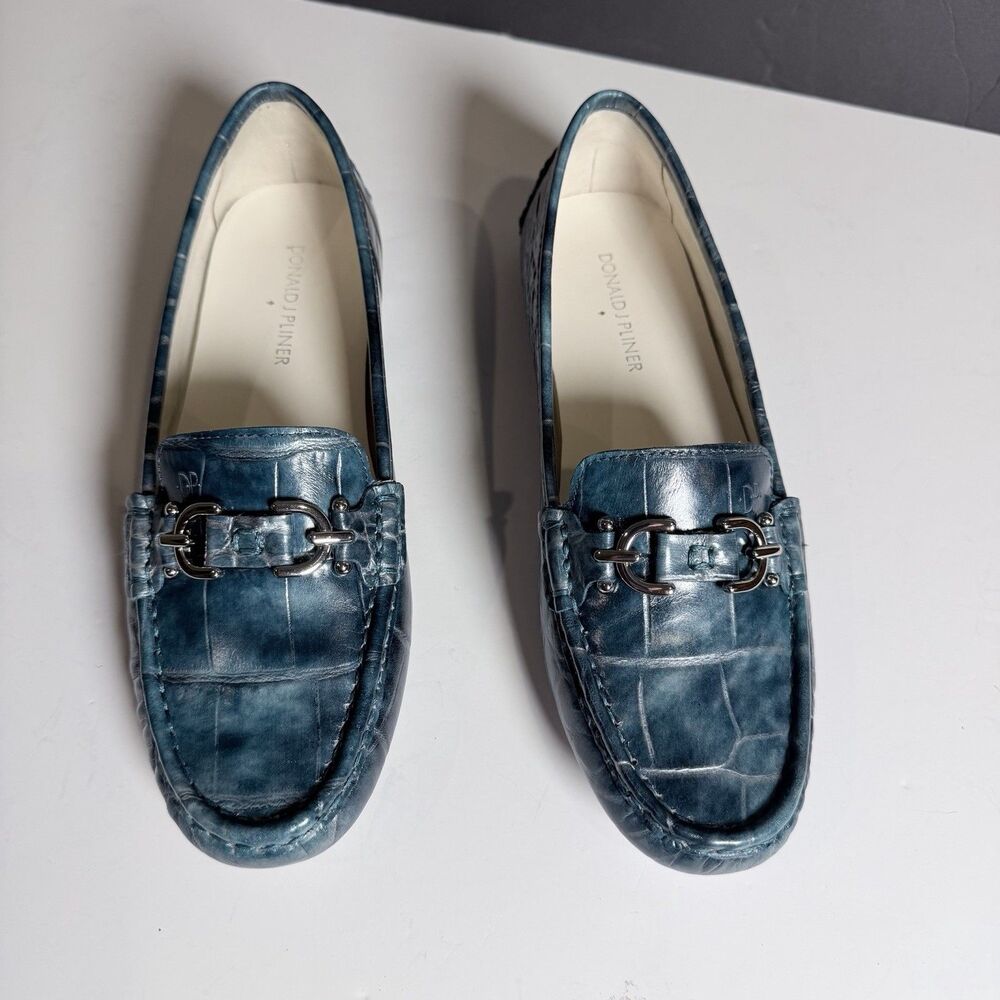 Donald J Pliner Womens Viky Driver Loafers Teal Blue Green Size 8M Metal bit